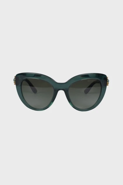 Зелені сонцезахисні окуляри зі стразами