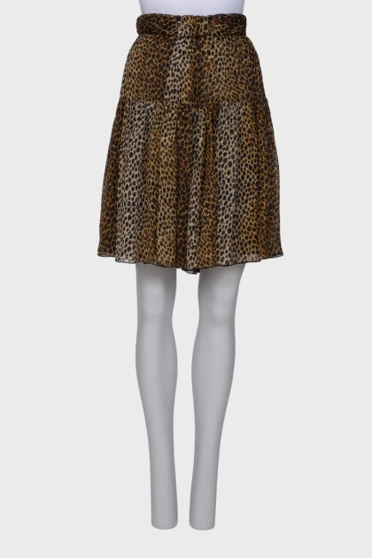 Шелковая юбка в леопардовый принт 