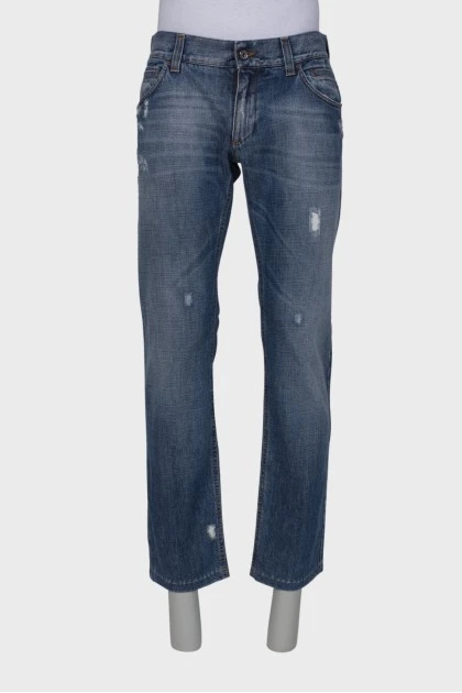 Чоловічі джинси з ефектом рваних