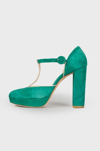 Замшеві туфлі зеленого кольору