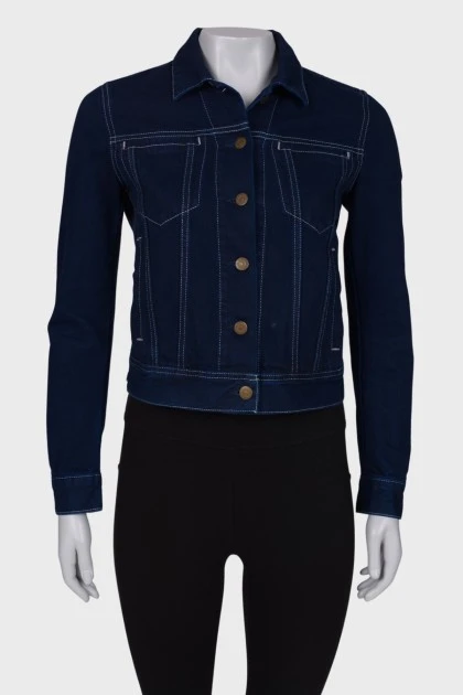 Темно-синяя джинсовая куртка 