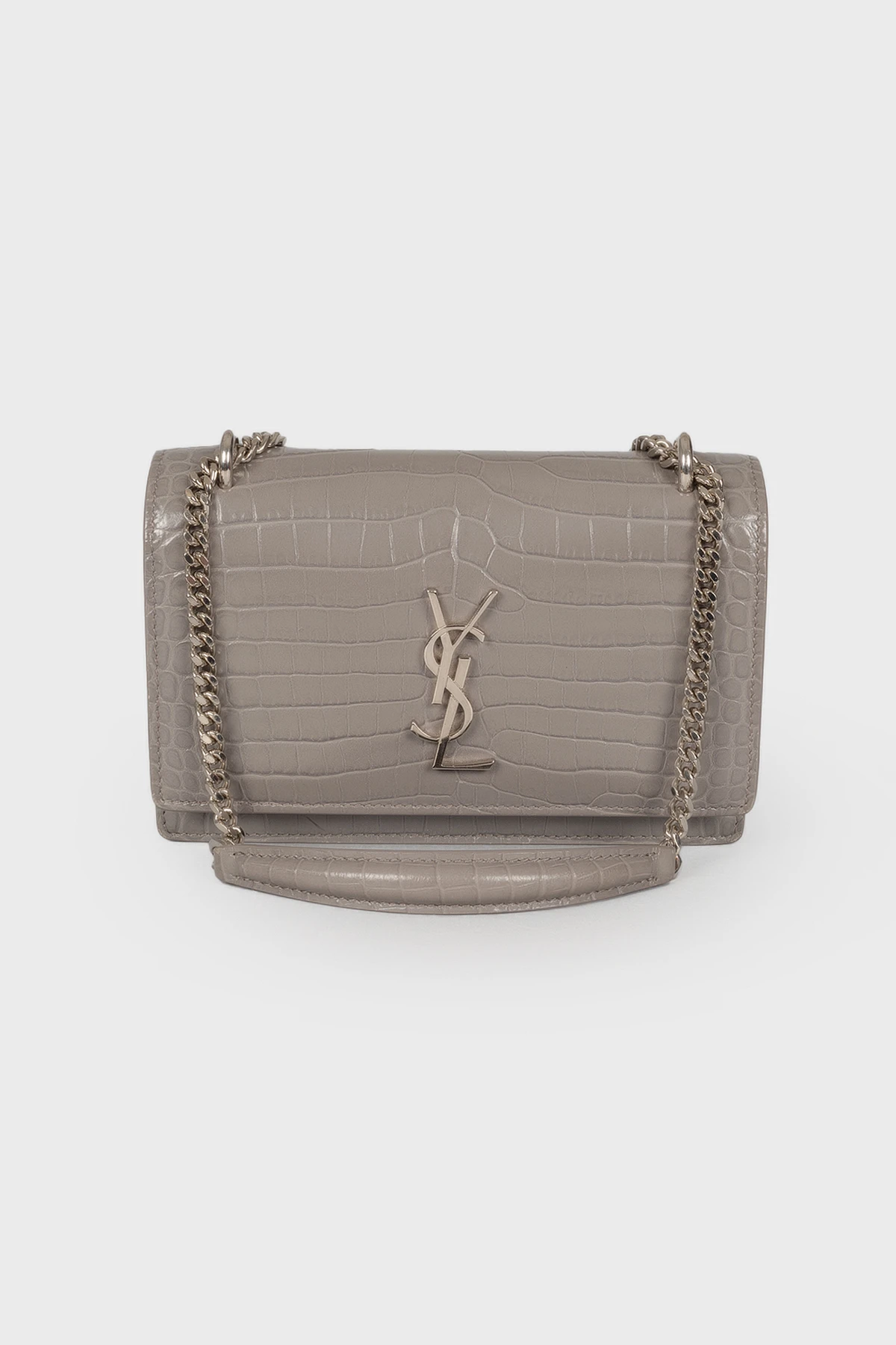 Authentic Saint Laurent Sunset Chain Wallet In Crocodile Embossed - YSL Bag