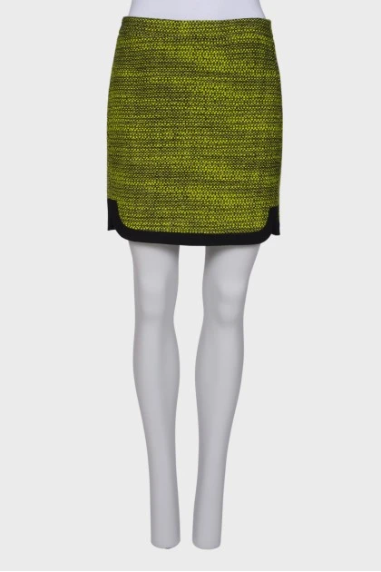Твидовая ярко-салатовая юбка
