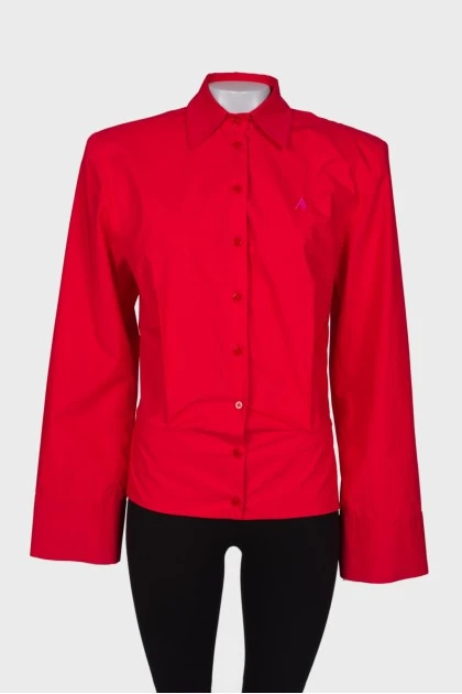 Красная рубашка с драпировкой 