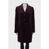 Велюровое темно-фиолетовое пальто