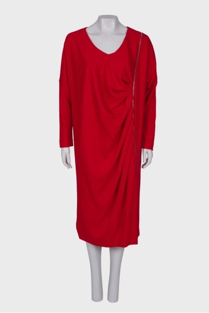 Красное платье с боковой молнией