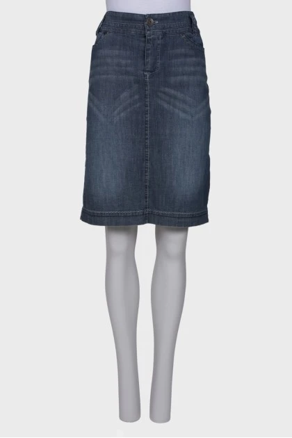 Серо-голубая джинсовая юбка 