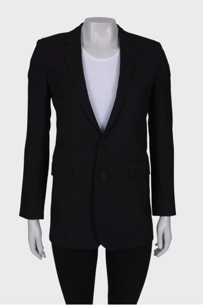 Шерстяной пиджак черного цвета 