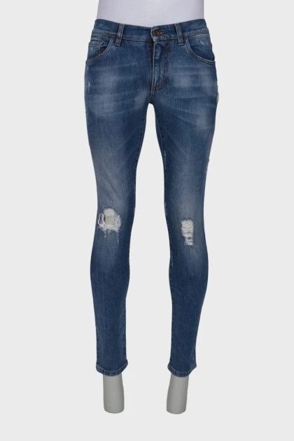Мужские джинсы с эффектом рваных