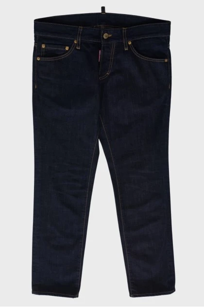 Мужские темно-синие однотонные джинсы