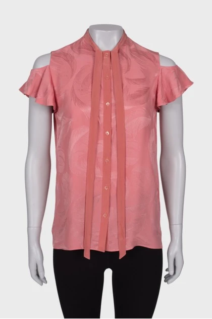 Рожева блуза без рукавів
