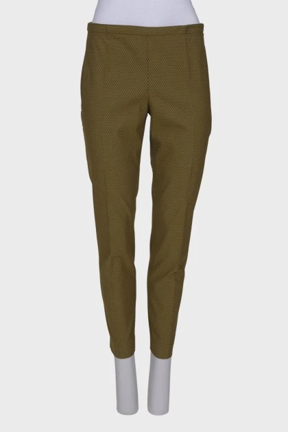 Зеленые прямые брюки с узором