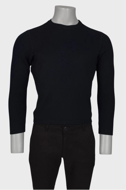 Чоловічий однотонний чорний светр