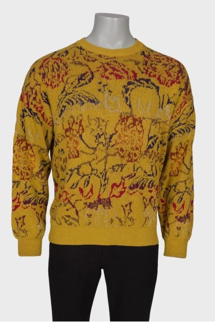Чоловічий гірчичний светр з візерунком