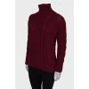 Бордовый свитер крупной вязки