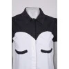 Черно-белая рубашка с рукавом фонарь 