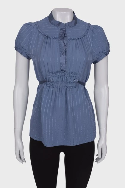 Сиренево-синяя блуза с коротким рукавом 