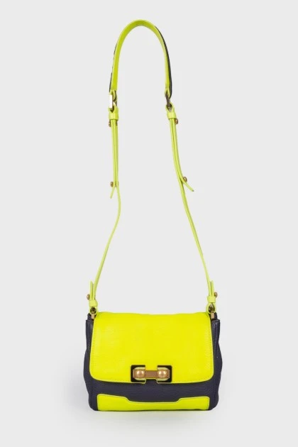 Комбинированная ярко-желтая сумка