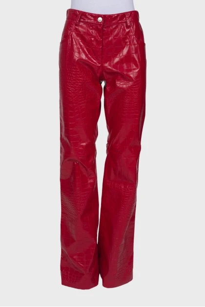 Красные брюки с тиснением, с биркой