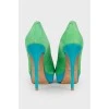 Замшеві зелено-блакитні туфлі