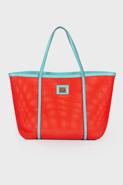 Плетенная комбинированная сумка 