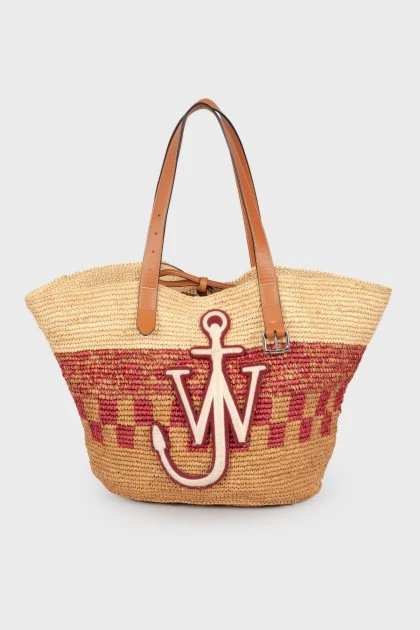 Плетенная сумка с лого бренда 