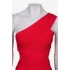 Красное бандажное платье на одно плечо