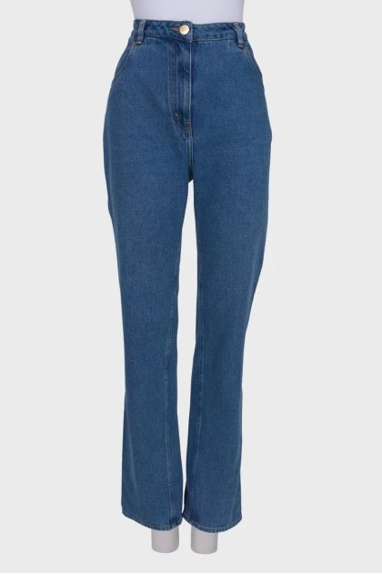 Однотонные широкие джинсы