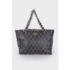 Сумка Matelasse Chain Shoulder Leather Tweed Black Shoulder Bag