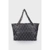 Сумка Matelasse Chain Shoulder Leather Tweed Black Shoulder Bag