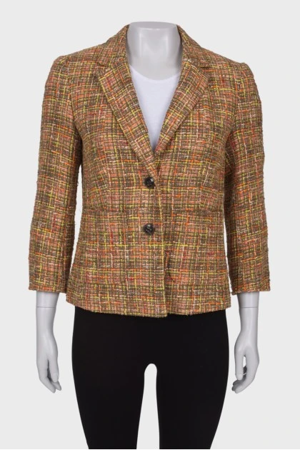 Твидовый пиджак комбинированного цвета 