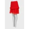 Красная юбка мини с бахромой