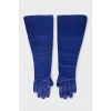 Шкіряні рукавиці синього кольору