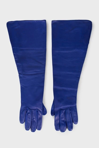 Шкіряні рукавиці синього кольору