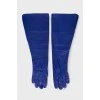 Кожаные перчатки синего цвета