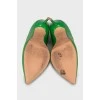 Зелені туфлі на шпильці