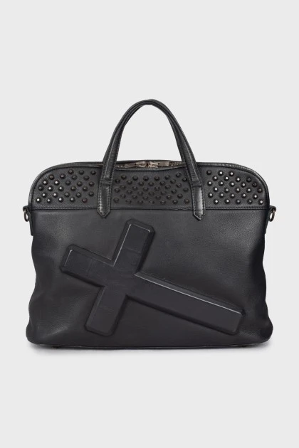 Чорна сумка портфель з декором