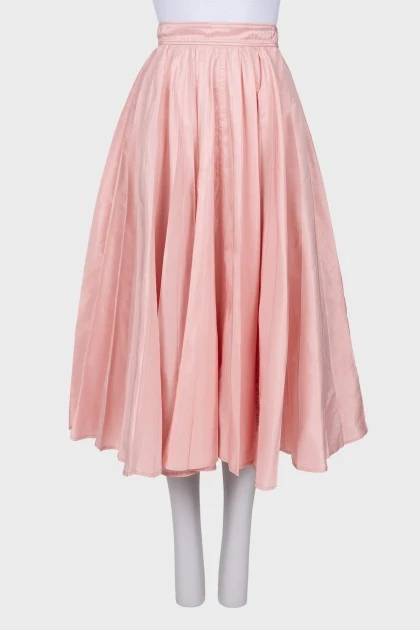 Плиссированная юбка миди розового цвета