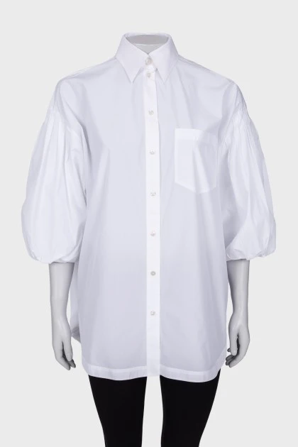 Біла сорочка з рукавом ліхтарик