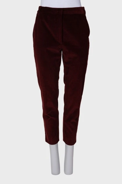 Вельветовые брюки бордового цвета