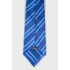 Блакитна краватка в принт з біркою