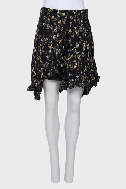 Шелковая юбка в цветочный принт