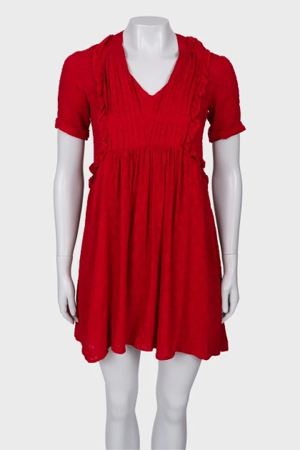 Красное платье мини свободного кроя