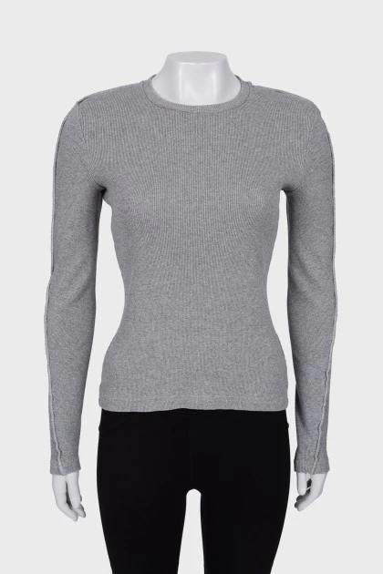 Сірий светр із рельєфним швом