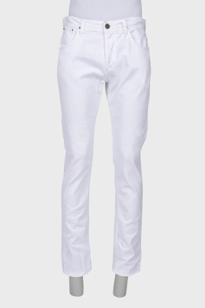 Мужские белые джинсы на пуговицах 