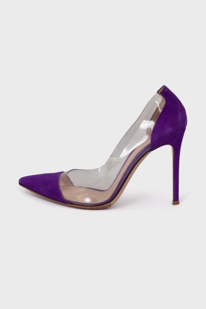 Фиолетовые туфли с прозрачной вставкой