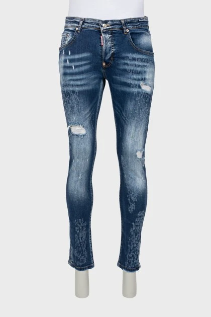 Чоловічі джинси з ефектом потертості