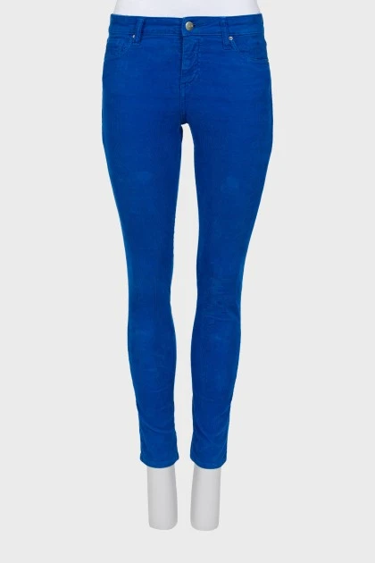 Вельветовые синие джинсы