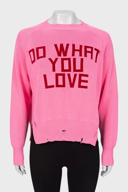 Рожевий светр з ефектом потертості