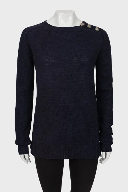 Темно-синий шерстяной свитер 